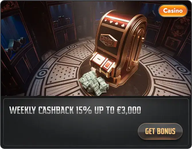 Weekly Cashback 15% up to €3,000