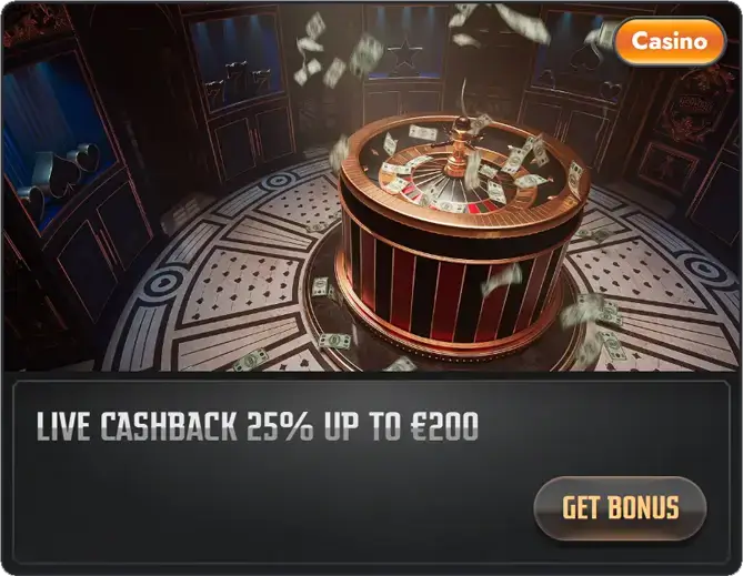 Live Cashback 25% up to €200